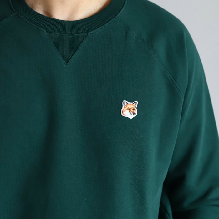 メゾンキツネ スウェット MAISON KITSUNE フォックス ヘッド パッチ クラシック スウェット FOX HEAD PATCH  SWEATSHIRT ダークグリーン P390 2021秋冬新作