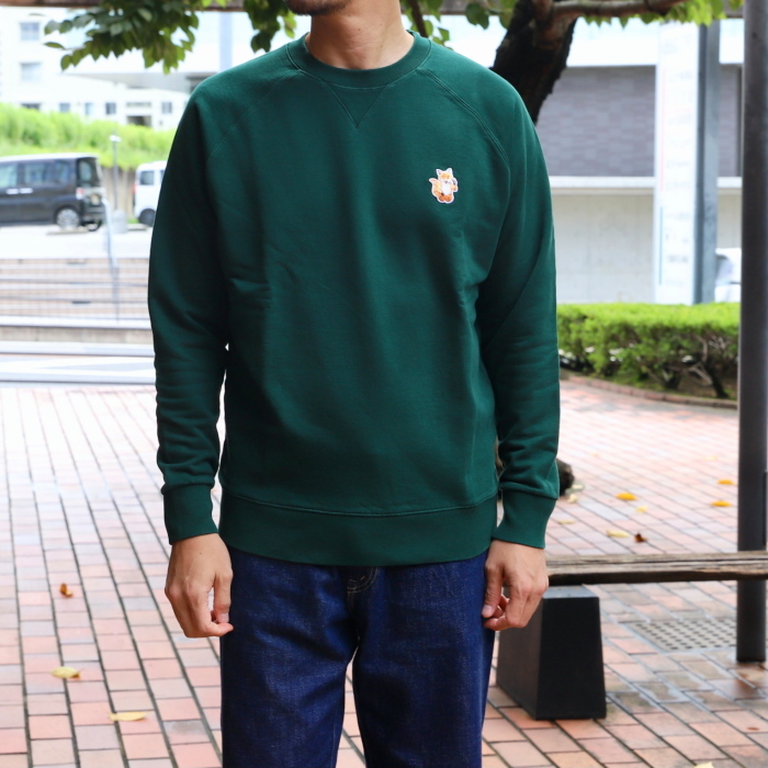 メゾンキツネ スウェット MAISON KITSUNE オールライト フォックス パッチ クラシック スウェット ダークグリーン(P390) ネイビー(P480) 2021秋冬新作 メゾンキツネ スウェット MAISON KITSUNE オールライト フォックス パッチ クラシック スウェット ダークグリーン(P390) ネイビー(P480) 2021秋冬新作