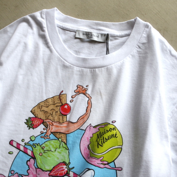 メゾンキツネ Tシャツ MAISON KITSUNE アイスクリーム スプラッシュ Tシャツ ICE CREAN SPLASH COMFORT TEE  ホワイト WHITE 2023春夏新作