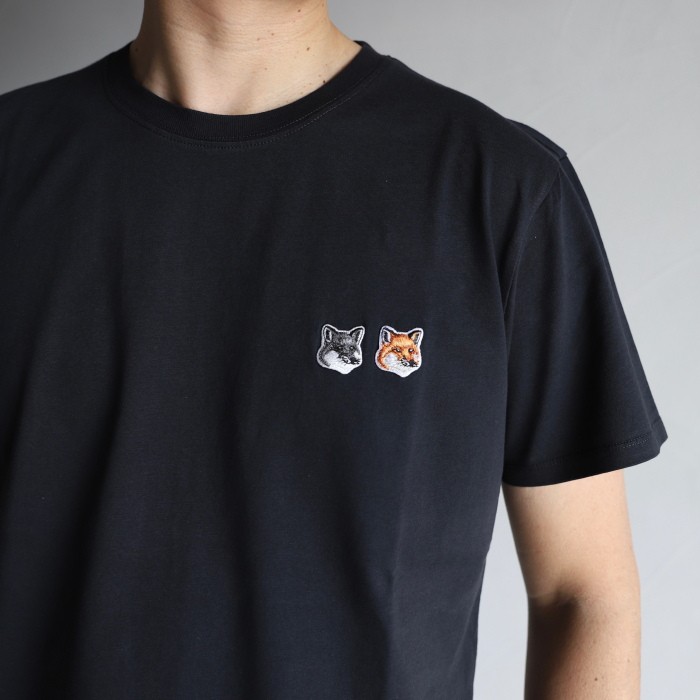 MAISON KITSUNE 18AW TEE-SHIRT DOUBLE FOX HEAD PATCH 黒 Yahoo