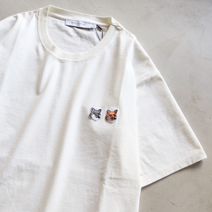 メゾンキツネ Tシャツ MAISON KITSUNE TEE SHIRT DOUBLE FOX HEAD PATCH ダブル フォックスヘッド パッチ  Tシャツ LATE ラテ 2023春夏新作