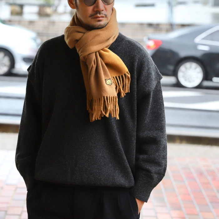 メゾンキツネ マフラー MAISON KITSUNE ウールスカーフ WOOL SCARF