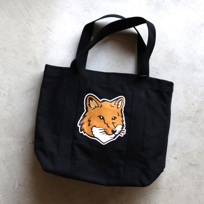 メゾンキツネ トートバッグ MAISON KITSUNE フォックス ヘッド トートバッグ FOX HEAD TOTE BAG エクリュ/ブラック  2色展開 2024春夏新作