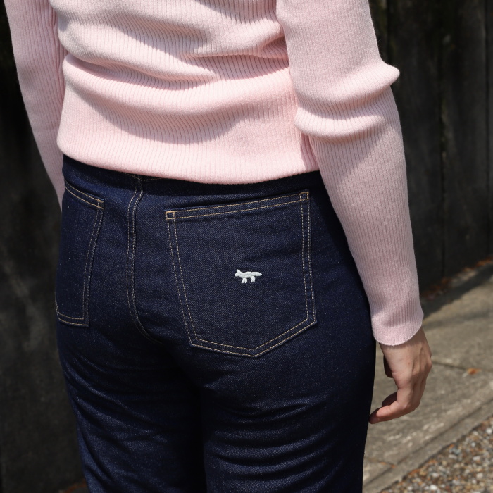MAISON KITSUNE メゾンキツネ レディース デニム ロゴ刺繍 ハイ