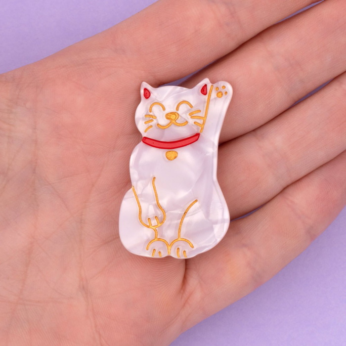 ククシュゼット 正規商品 ヘア アクセ クリップ ピン かわいい 猫 招き猫 Coucou Suzette ラッキー キャット クリップ Lucky  Cat Hair Clip ホワイト White