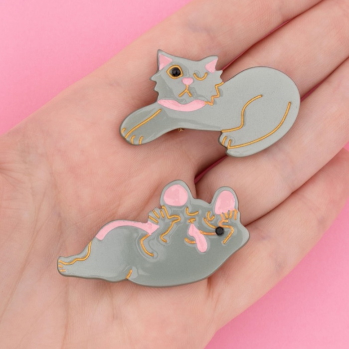 ククシュゼット 正規商品 ヘアアクセ クリップ ピン かわいい Coucou Suzette ネズミ猫 ヘア クリップ Mouse  Cat  Hair Clips グレー Grey 2個セット :mandcatclip:Charger.web-store - 通販 - Yahoo!ショッピング