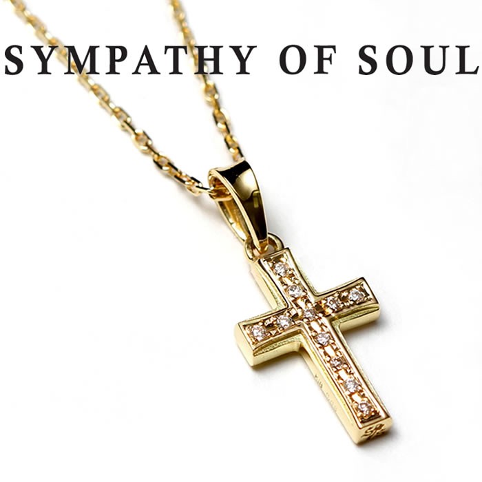 SYMPATHY OF SOUL クリスマスモデル Small Gravity Cross Necklace K18ＹG Diamond  スモールグラビティクロスネックレス K18ゴールド ダイヤ Safari 掲載モデル