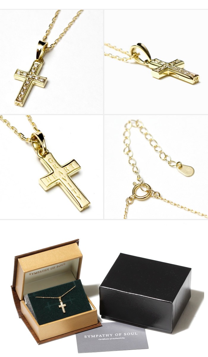 SYMPATHY OF SOUL クリスマスモデル Small Gravity Cross Necklace K18ＹG Diamond  スモールグラビティクロスネックレス K18ゴールド ダイヤ Safari 掲載モデル