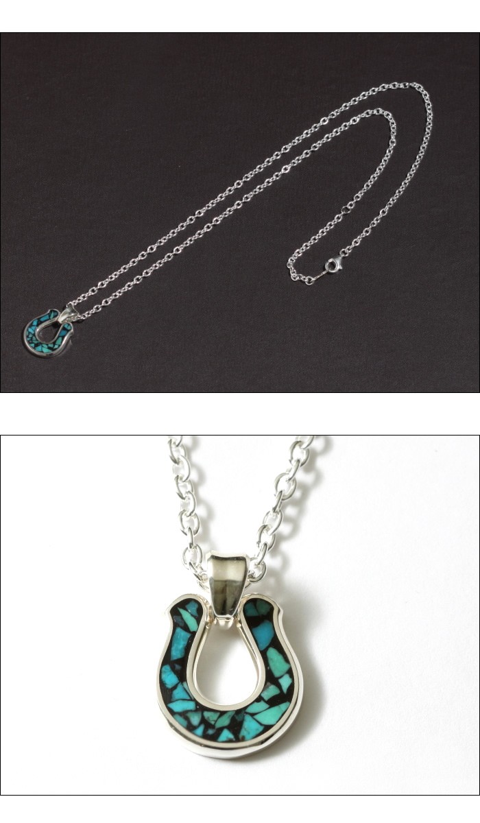 シンパシーオブソウル ネックレス SYMPATHY OF SOUL Horseshoe Inlay Necklace Silver Turquoise  ホースシューインレイネックレス シルバー ターコイズ