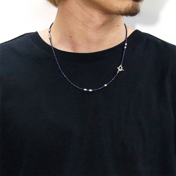 シンパシーオブソウル ネックレス SYMPATHY OF SOUL サファイア＆パールビーズネックレス Sapphire&Pearl Beads  Necklace シルバー サファイア パール