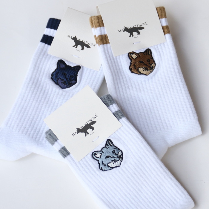 ◆超希少◆ MAISON KITSUNE フォックス ヘッド ソックス MAISON KITSUNE メゾンキツネ 靴下 ギフト ボールド フォックス