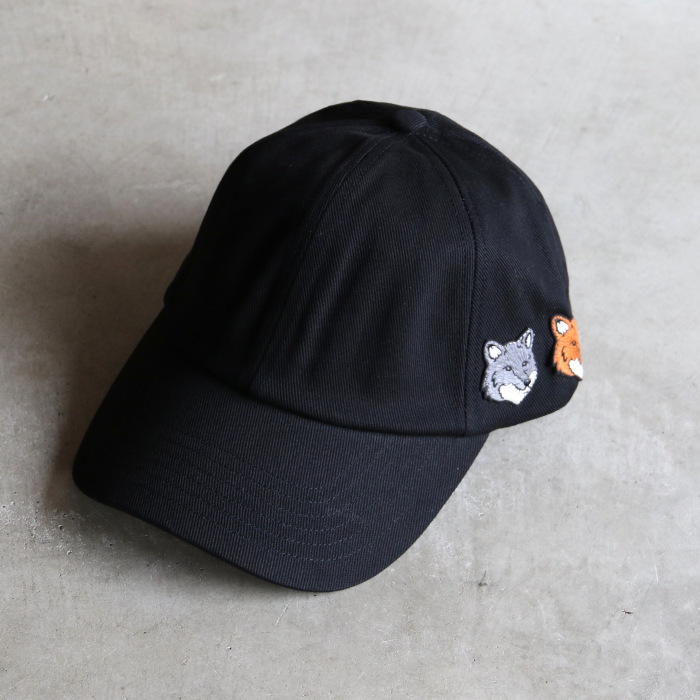 MAISON Kitsuné メゾンキツネ キャップ 黒 ☆MAISON KITSUNE☆プロフィール フォックス ウール キャップ 黒