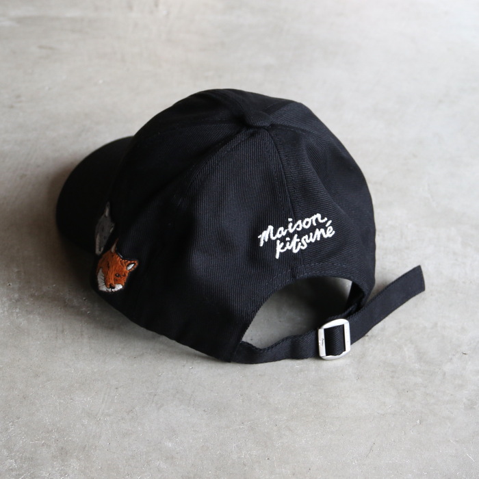 【タグ付未使用品】メゾンキツネ　キャップ　ブラック　ユニセックス MAISON KITSUNE（メゾン キツネ） キャップ ダブル ボールド