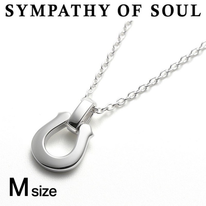 シンパシーオブソウル ネックレス メンズ ホースシュー SYMPATHY OF SOUL Horseshoe Amulet w/Clear CZ ×  Silver Chain 1.6mm チェーンセット 45cm 50cm