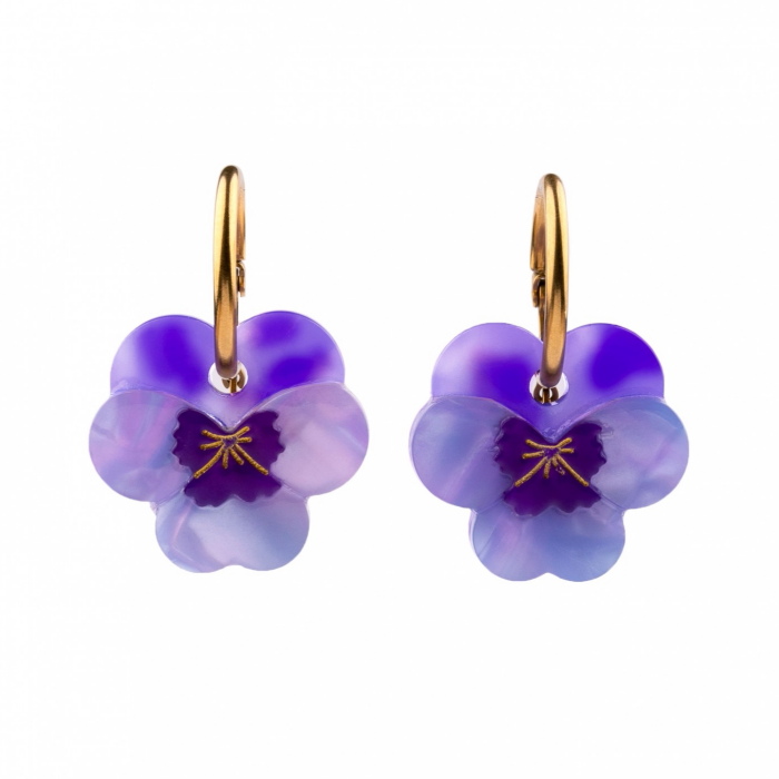 紫色花デザインピアス(両耳用) ククシュゼット 正規商品 ピアス レディース 両耳用 花 フランス