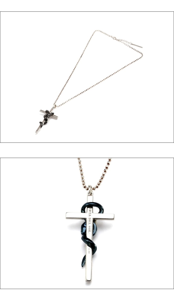 PUERTA DEL SOL プエルタデルソル X JAPAN YOSHIKI様着用 紅白 Mステ シルバー クロス スネーク ダイヤ ネックレス  SILVER SNAKE DIAMONDO NECKLACE BLACK