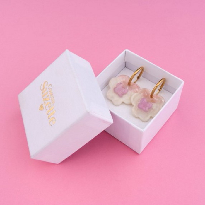 ビアクォーツのパンジーフラワーカービングのピアス＆PTセット pipansyear.jpg