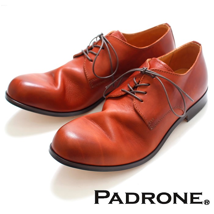 PADRONE パドローネ 再入荷完了 DERBY PLAIN TOE SHOES CAMEL ダービー