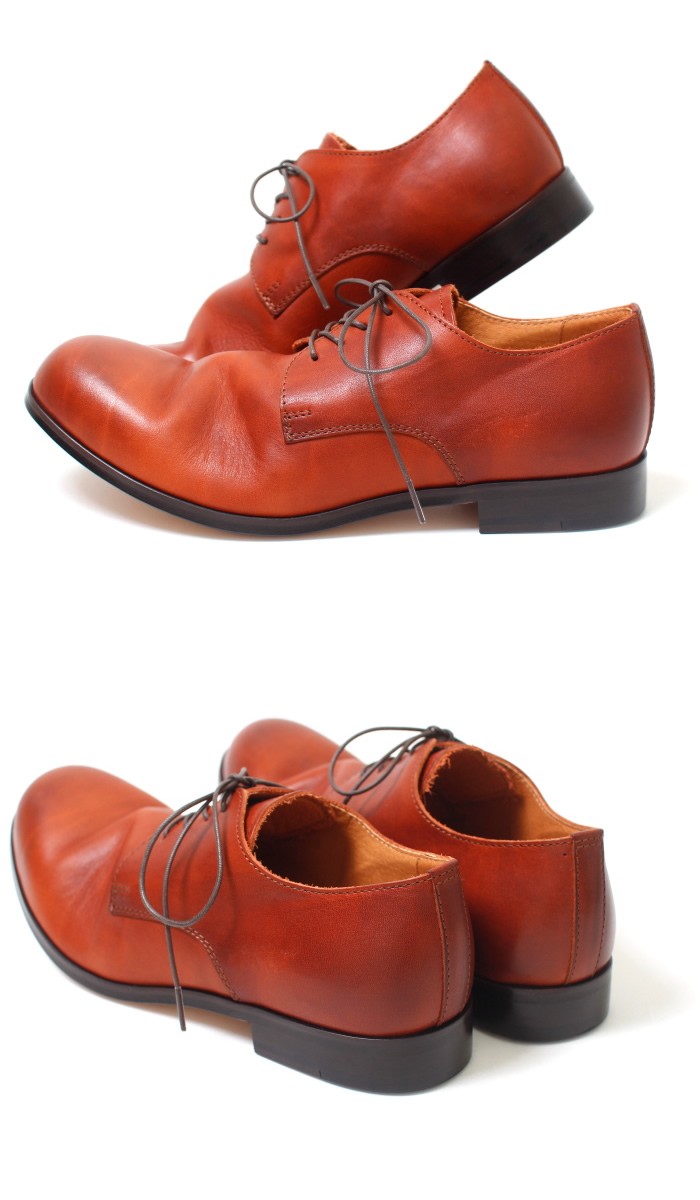 PADRONE パドローネ 再入荷完了 DERBY PLAIN TOE SHOES CAMEL ダービー