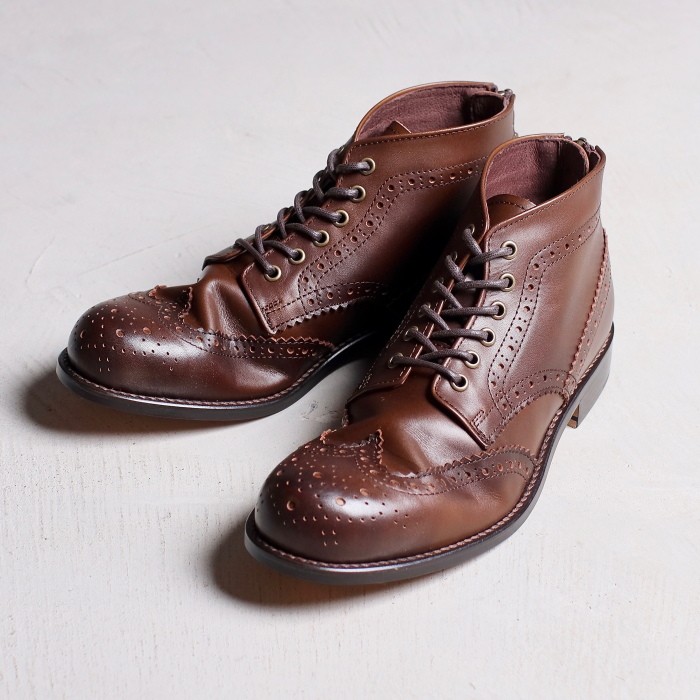 PADRONE パドローネ ウィングチップブーツ BACK ZIP BOOTS バックジップブーツ DARKBROWN 2019年秋冬新作  通販 