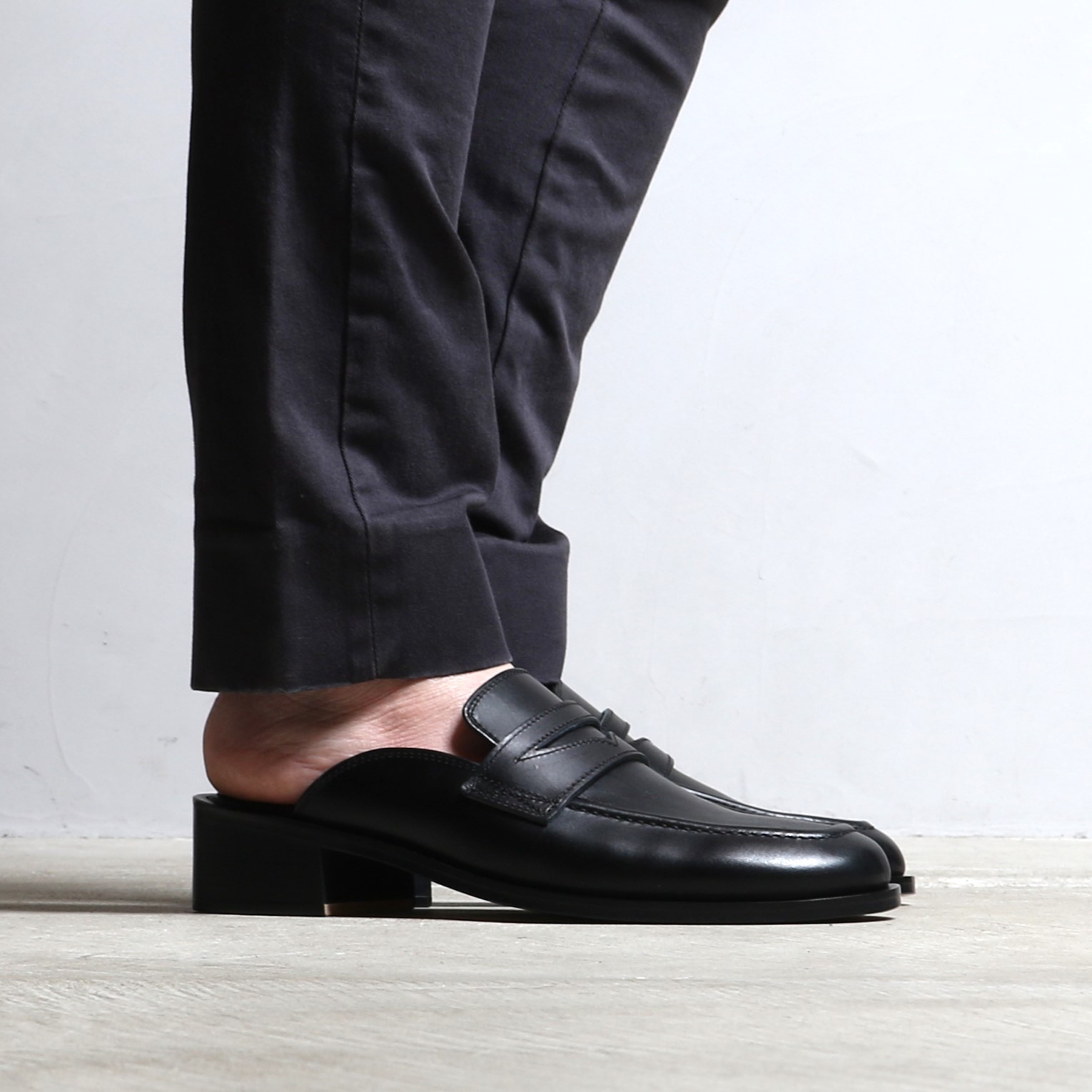 靴 PADRONE BL CUT OFF LOAFERS BLACK PADRONE 革靴 ローファー スリッポン パドローネ BL CUT OFF
