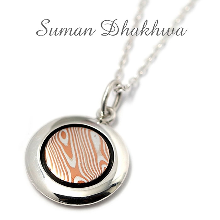 スーマンダックワ ネックレス Suman Dhakhwa モクメ ラウンド ディスク ネックレス シルバー 銅 木目金 MOKUME Round  Disc Necklace Silver Copper MOKUMEGANE