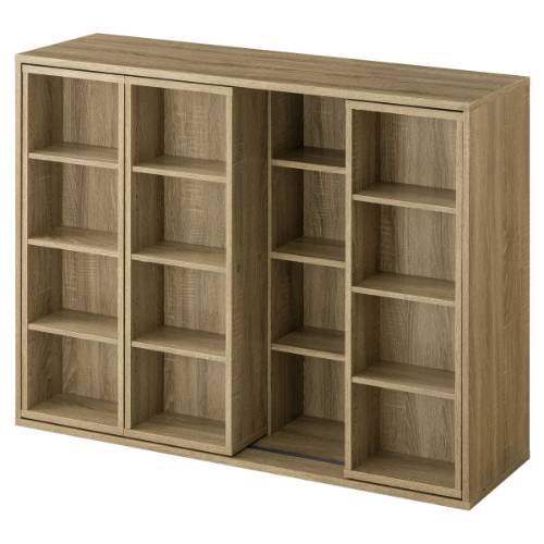 ぼん家具 スライド式 本棚 大容量 漫画 収納 幅120 木製 可動棚