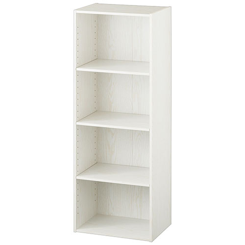 ホワイト 4段本棚 収納棚 ぼん家具 【完成品】 カラーボックス 収納棚 a4 本棚 ラック