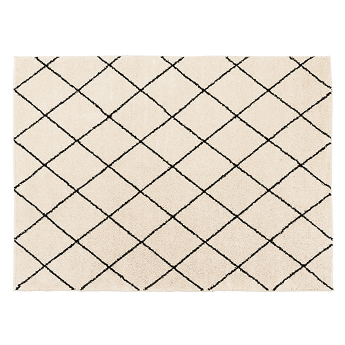 ぼん家具 シャギーラグマット 約 140×190cm ダイヤ柄 ベニワレン 洗濯