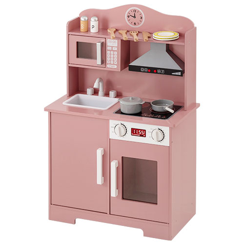 木製キッチン　おままごと　セット　ピンク　ごっこ遊び　知育玩具　台所　料理　収納 Mother garden（マザーガーデン） おままごと キッチン 木製