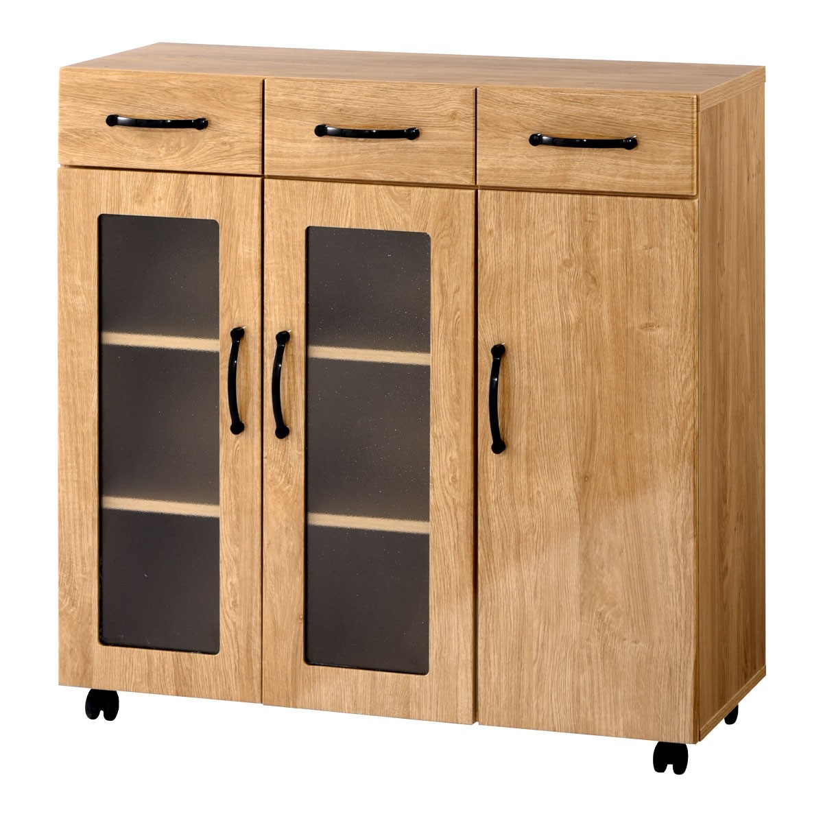 キッチンボード 食器棚 幅90 ロータイプ 木製 収納棚 カップボード 