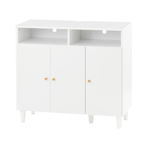 ぼん家具 本棚 キャビネット 扉付き 脚付き ラック 両開き 棚 2段 可動