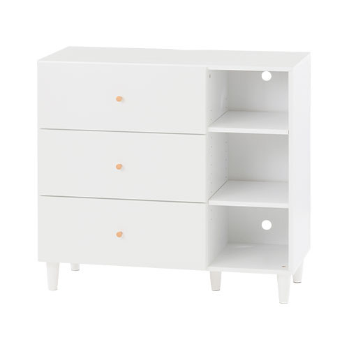 ぼん家具 【完成品】 本棚 オープンラック 引き出し 取っ手 脚付き