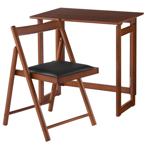折りたたみデスク チェア セット 天板約70cm テーブル 椅子 セット 木製 天然木 シンプル 折りたたみ椅子 作業部屋 リビング ハイタイプ  コンパクト