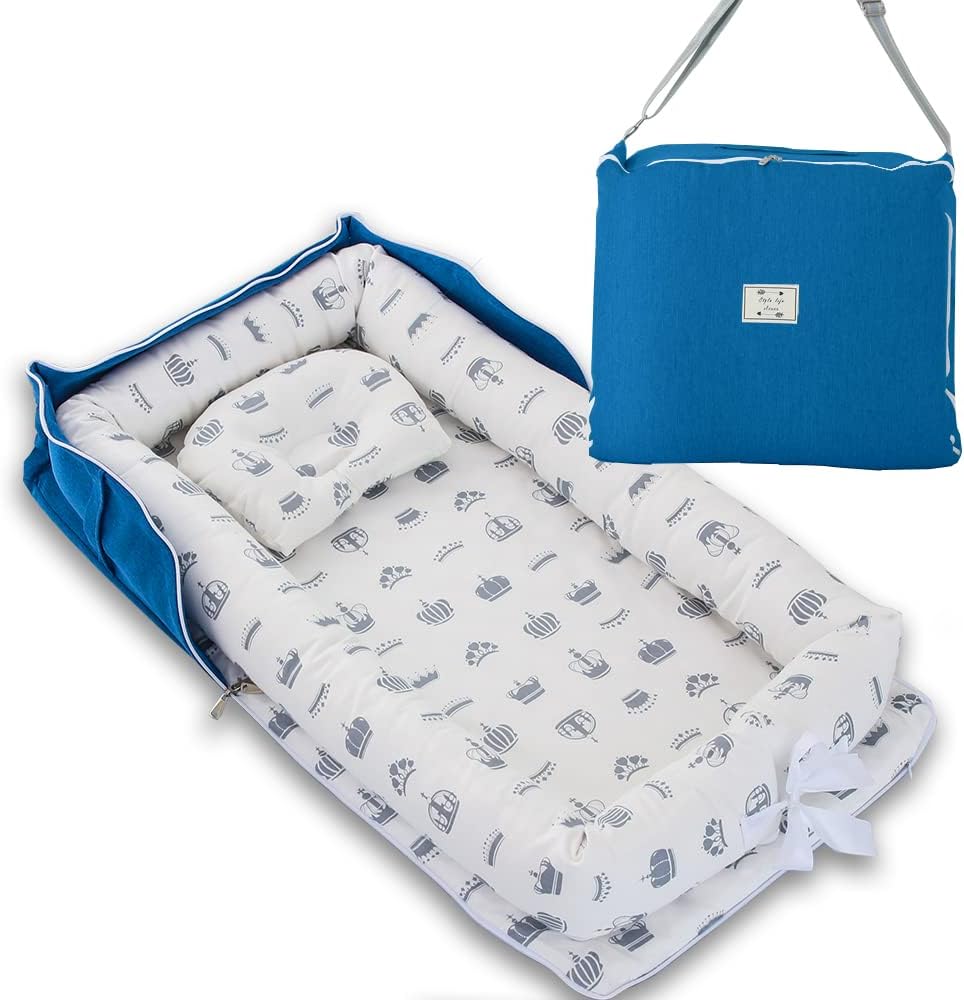 ベッドインベッド 添い寝 ベビーベッド 新生児 折りたたみ式 枕付き 持ち運び 携帯型ベビーベッド ...