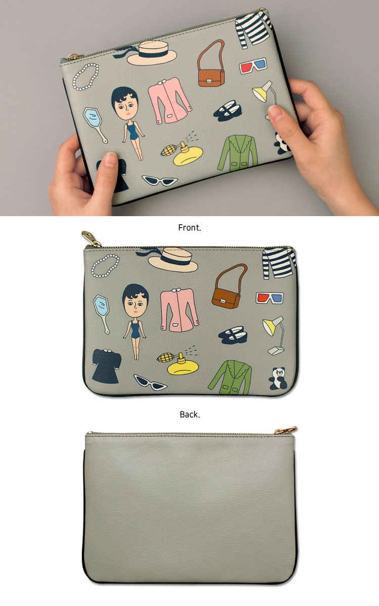 ooh la la!1537 ウララ オロル mini pouch ver.4 レディース ポーチ メークポーチ メイク コスメポーチ 合皮レザー イラスト 財布 ウォレット ケース