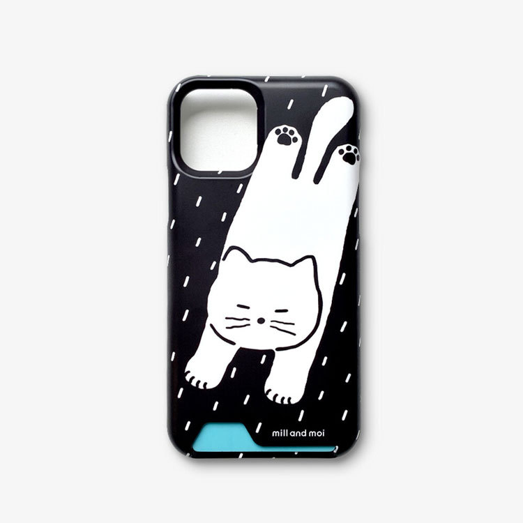 iphoneケース カード 収納 icカード 磁気 背面 挟む 落ちない iphone 12 12pro 13 猫 ネコ かわいい 韓国 スマホケース スマホ millandmoi