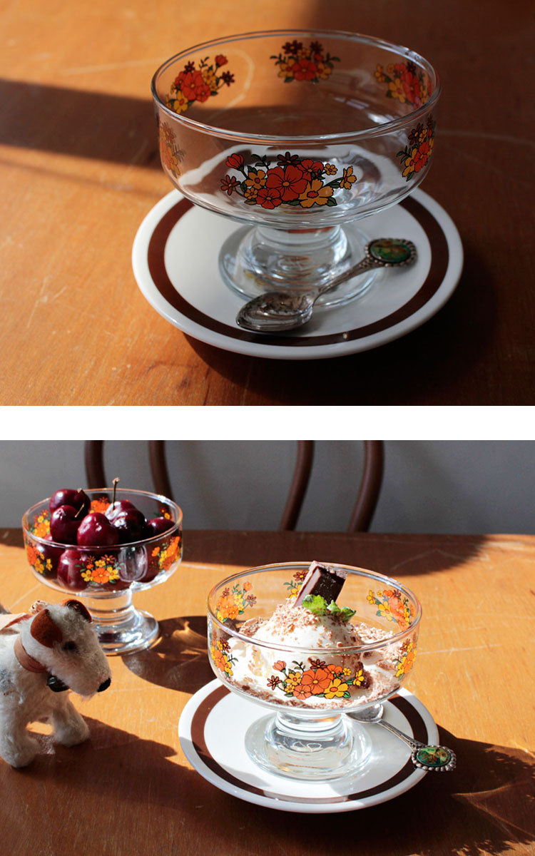 ガラス 器 皿 デザート アイス アイスクリーム プリン ボウル ガラスボウル おしゃれ 北欧 レトロ 韓国 かわいい oohlala 1537