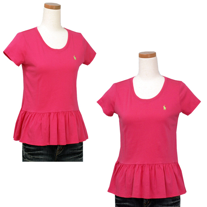 【美品】Ralph Lauren ラルフローレン フリル Tシャツ ブラック ポロ ラルフ ローレン POLO RALPH LAUREN Big Pony ストレッチコットン