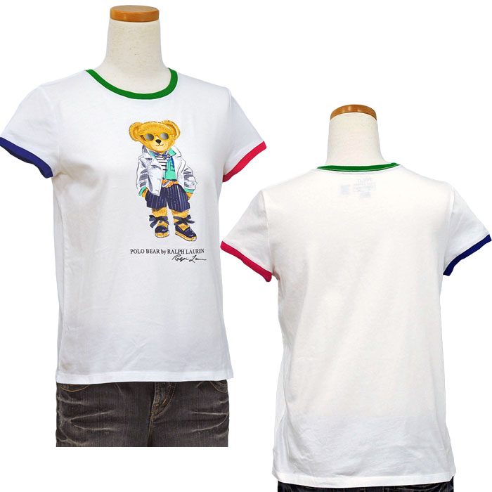 ラルフローレンガールズ RALPH LAUREN  POLO BEAR  ポロベアー 半袖Tシャツ キャップスリーブ  レディース 半T  #313898276 ポロ ラルフローレン ガールズポロベアボーダーキャップスリーブ