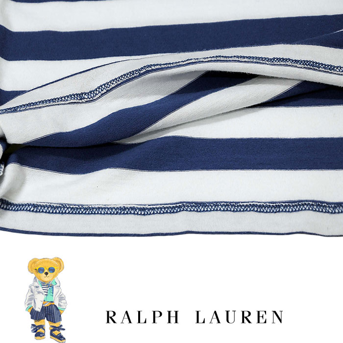 新作◇ラルフローレン ポロベア半袖Tシャツ ボ　S/140 ボーダー青 POLO RALPH LAUREN ポロ ラルフローレン Tシャツ 半袖 ポロベア
