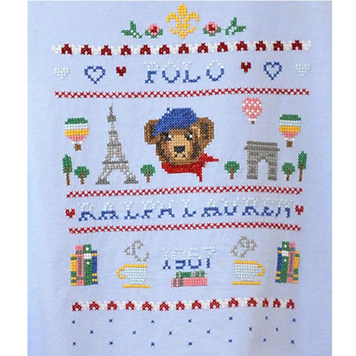 ポロゴルフ　ラルフローレン　ポロベア刺繍 白半袖　現行　水玉　ゴルフ　クマ POLO RALPH LAUREN ラルフローレンガールズ BEAR ポロベアー