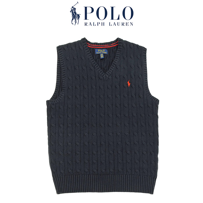 POLO Ralph Lauren ポロ ラルフローレン ボーイズ ベスト コットン ケーブル編 Ｖネック スクール ビジネス #323702300