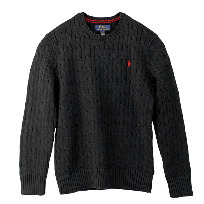 メンズ黒S 【新品タグ付】POLO ラルフローレン コットン ケーブル セーター POLO RALPH LAUREN（ポロ・ラルフローレン） ポロ ラルフローレン