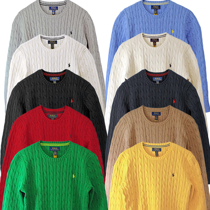 ケーブル編コットンセーター