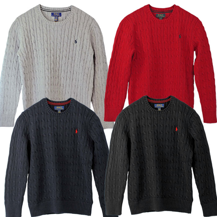 ケーブル編コットンセーター