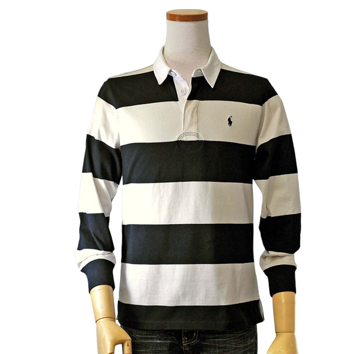 【不定期特別セール】90s ポロラルフローレン ラガーシャツ ボーダー 襟白 M POLO RALPH LAUREN（ポロ・ラルフローレン） ポロラルフローレン