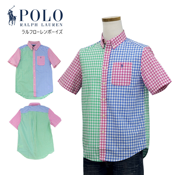 POLO Ralph Lauren ラルフローレン ボーイズ ポケット付き 半袖 ギンガム チェックシャツ ギフト #323902137