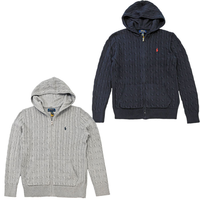 【美品】即完売ラルフローレン ケーブル編みフルジップコットンニットセーター現行品 ケーブルニット コットン セーター MNPOSWE16820693