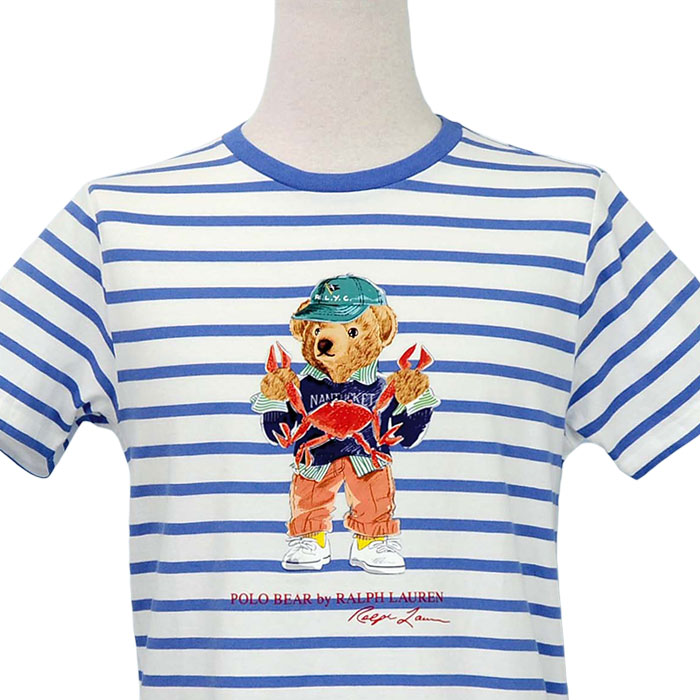 【新品タグ付】ポロラルフローレン 刺繍ポロベア Tシャツ ボーダー L 青白 POLO RALPH LAUREN（ポロ・ラルフローレン） ポロ ラルフローレン